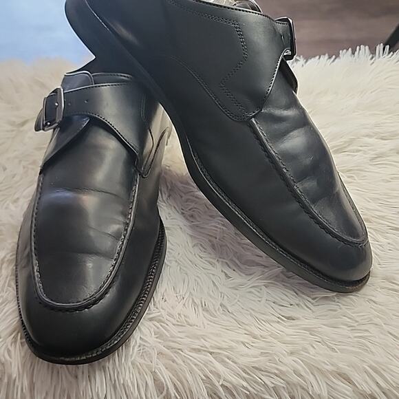 JOHNSTON MURPHY BLACK SHEEPSKIN LEATHER MONKSTRAP DERBYS MENS SIZE 11 - Picture 11 of 16